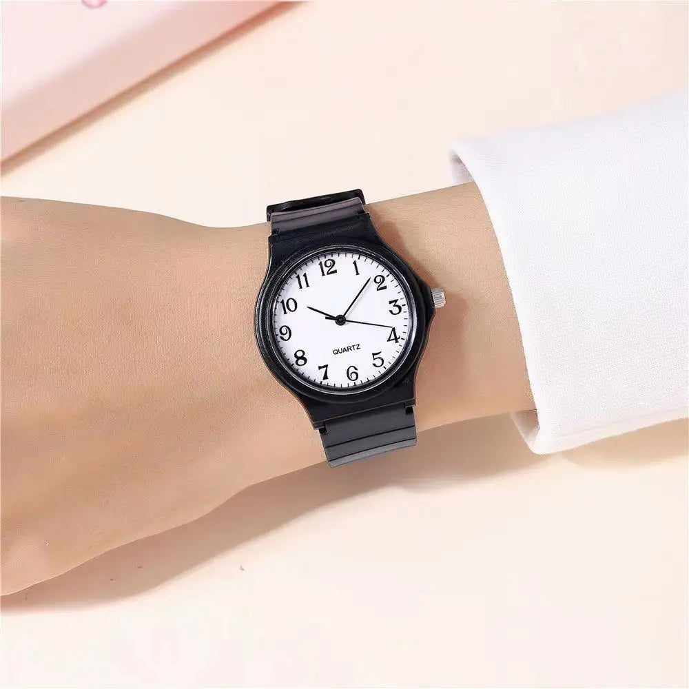 Casual Exam Watch Silicone Strap Simple Women Watch Student Ladies Quartz Wristwatch Waterproof Round Small Dial Clock for Girls
