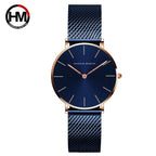 HANNAH MARTIN Brand Classic Women Quartz Watch 36mm Rose Gold Stainless Steel Mesh Strap Japanese Movement Girl Gift Wrist Watch