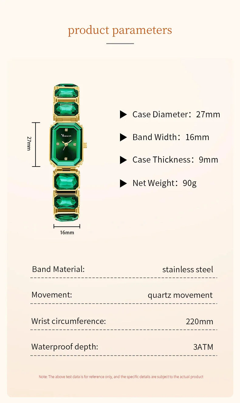 1PC Luxury Women's Watch Fashion Stainless Steel Gold Gorgeous Water Diamond Square Quartz Movement Gift Wrist Watches for Women