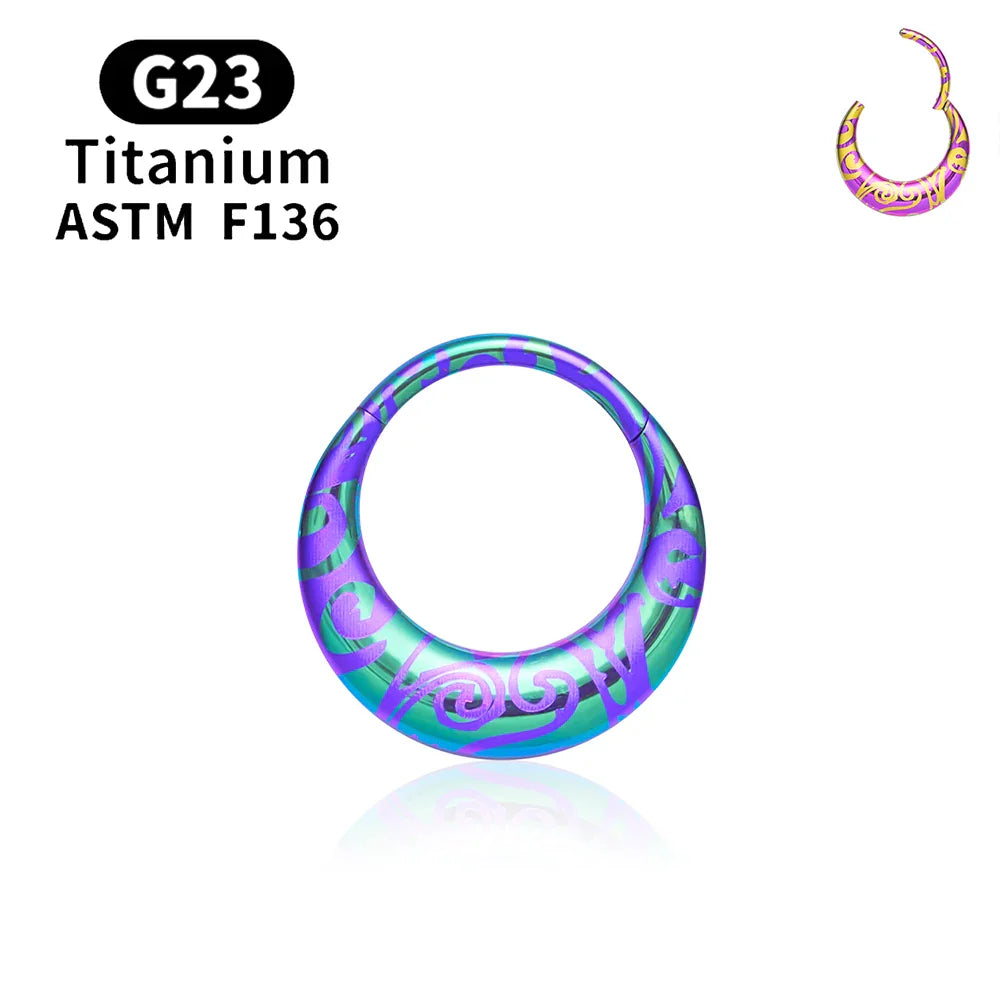 ASTM F136 Titanium 16G Moon Septum Hoop Ring Anodizing Hinged Segment Nose Clicker Tragus Helix Daith Earring Piercing Jewelry