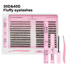 DIY Lash Extension Kit 480pcs Individual  Lashes Cluster Mix 40D 60D 60D 80D with Lash Bond and Seal and Remover,tweezers