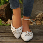 2025 Spring Autumn Pointed Bow Flat Shoes Women's Fashion Lightweight Comfortable Casual Shoes  Large Size Women Loafers