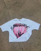 American Retro Letter Printing Oversized T-shirt Hip-hop Harajuku Punk Round Neck Graphic Top Men Trendy Casual Streetwear Women