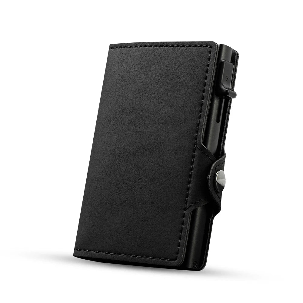 CASEKEY Pink Wallet Slim Minimalist Leather Pop UP Wallet Rfid Blocking Mini Aluminum Automatic Card Holder for Women Men