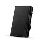 CASEKEY Pink Wallet Slim Minimalist Leather Pop UP Wallet Rfid Blocking Mini Aluminum Automatic Card Holder for Women Men