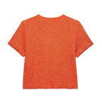 Elegant Sequined Orange Cardigans Women Y2k O-neck Short Sleeve One Button Female Tops 2025 Street Summer Lady Chic Knitwear