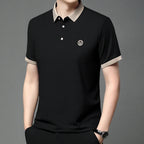 2024 Men's New Embroidered Cotton Business Leisure Short Sleeved POLO Shirt Fashion Short Sleeved Comfortable and Breathable Top
