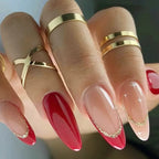 24pcs Nude French Fake Nails White Edge Almond False Nails Art Full Coverage Removable Waterproof Artificial Press on Nail