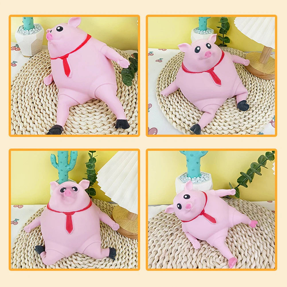 Cartoon Toy Pig Stretch Creative Sensory Toy Rebound Pig Stress Relief Toy Funny Squeeze Soft Pig Toy for Girls Boys