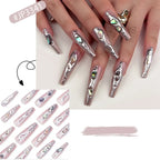 24pcs Manicure Long Almond False Nails Stiletto Ballerina Fake Nials Detachable Halloween Bat French Nail Tips DIY