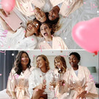 7 Pcs Bridesmaids Satin Robes Wedding Bride Matron of Honor Kimono Robes Maid of Honor Robe for Bridal Party Gift