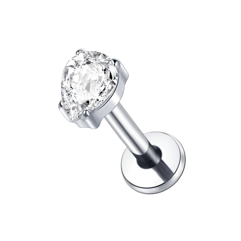 1PC Titanium Zircon Star Flower Labret Piercing for Women Cartilage Tragus Daith Helix Stud Earring Body Jewelry