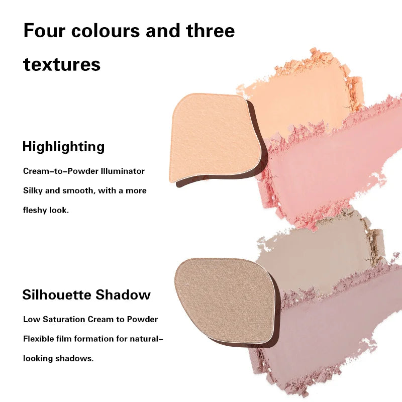 4Color Glitte Eyeshadow Palette Blush Eyeliner Eyeshadow Highlight Contour Palette Eyes Makeup Cute Beauty Cosmetics