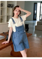 Denim Jumpsuit Rabbit Ears Cute Girl Chic Wide Legs High Waist Loose Korean Japan High Street Solid Jump Suits Women