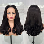 12A Double Drawn Spring Egg Curly Virgin Human Hair Wigs 5x5 HD Lace Glueless Wear And Go Bouncy Funmi Curly Lace Frontal Wigs