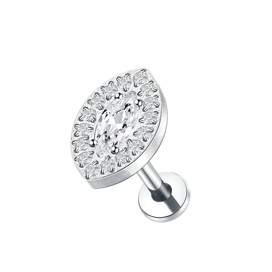 1PC Titanium Zircon Star Flower Labret Piercing for Women Cartilage Tragus Daith Helix Stud Earring Body Jewelry