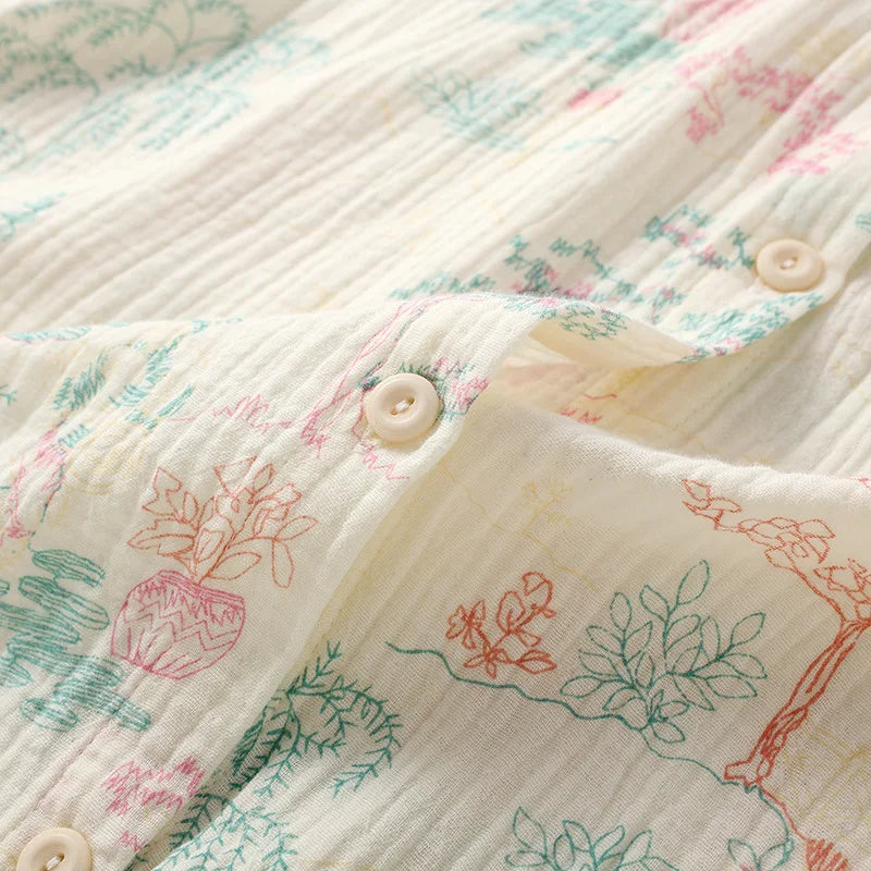 2025 New Women's Spring/Summer Pajama Set 100% Cotton Long Sleeve Long Pants Two Piece Set Large Home Clothes