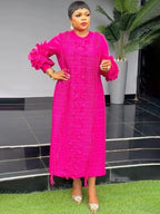 EGRM Miyake Pleated Dress Round Collar Full Sleeve Ruffles High Stretch Loose Dresses for Women 2025 New Autumn Clothing 2G3113