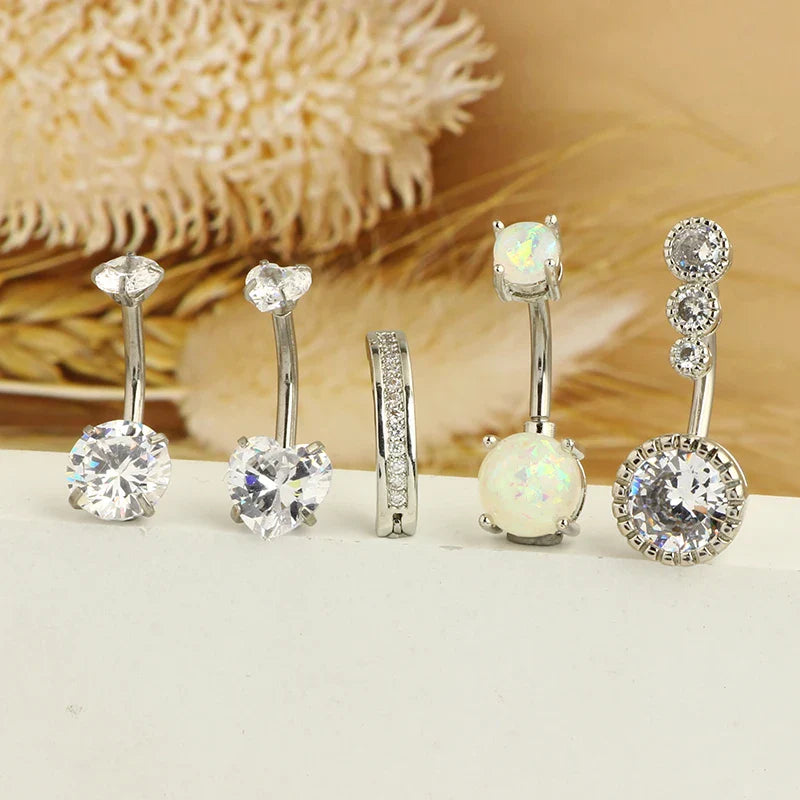 5PCS Cute Dangle Belly Ring Pack 14G Navel Piercing Bulk Sexy Belly Ring Set Belly Button Ring Lot Pircing Ombligo Jewelry