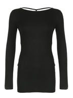 Backless Chic Fashion Skinny Sexy Long Sleeve Short Dress Women Rave Baddie Clubwear Black Solid Party Dresses