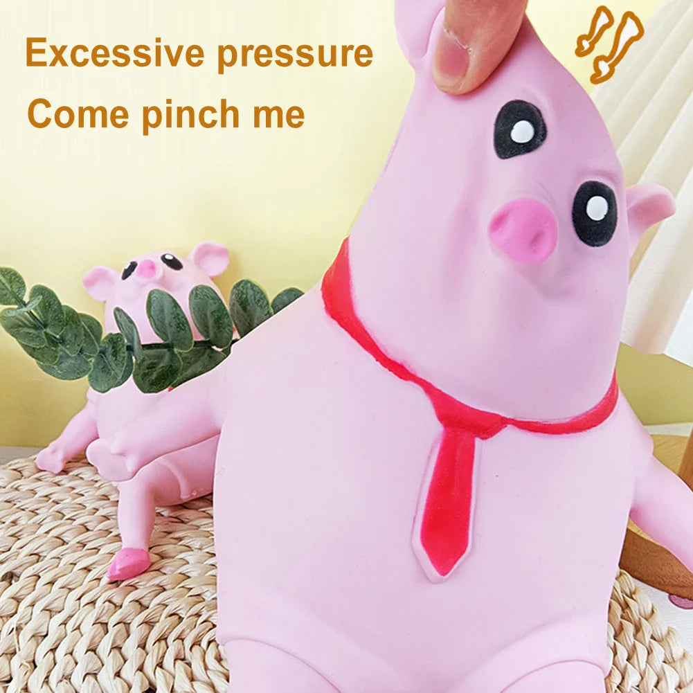 Cartoon Toy Pig Stretch Creative Sensory Toy Rebound Pig Stress Relief Toy Funny Squeeze Soft Pig Toy for Girls Boys