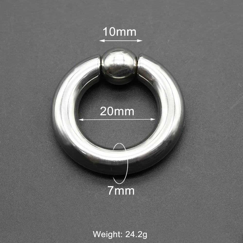 1Pc Large Gauges Stainless Steel CAPTIVE SPRING BEAD RING for Septum Piercing BCR Nose Ring Hoop Expander Earlobe Earrings 00G