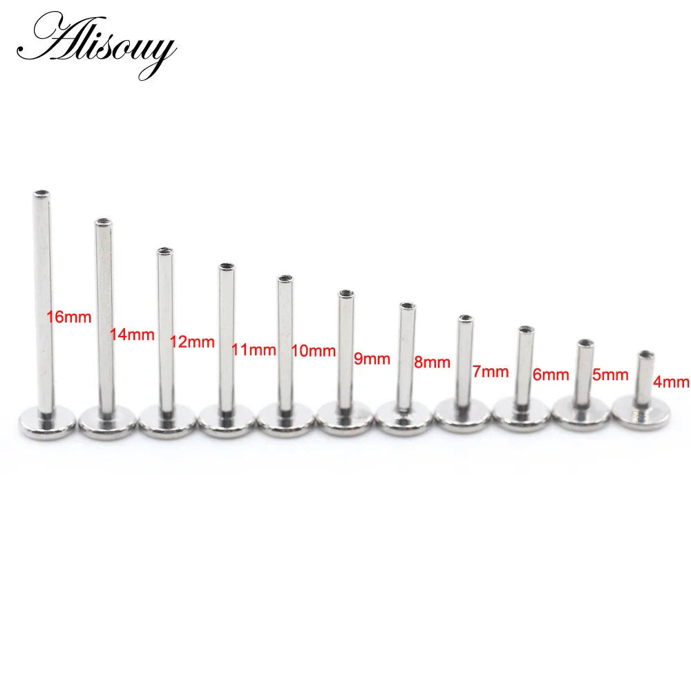 Alisouy 1PC G23 Titanium Internally Threaded Labret Shaft Lip Replacement Flat Bar Ear Tragus Stud Earring Body Piercing Jewelry