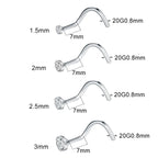 1PC Titanium 18G /20G 1.5/2/2.5/3mm Zircon Gem Nose Stud Piercing Screw Prong CZ Nostril Earring Nariz Piercings Sexy Jewelry