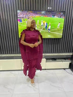 EGRM Miyake Solid Pleated French Three-dimensional Fungus Edge Cake Dress Women's Loose Long Dresses 2025 Summer New 6R8109