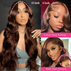 Chocolate Brown Lace Front Wig 13x6 Transparent HD Lace Frontal Wig 100% Colored Body Wave Human Hair Wigs 4x4 5x5 Preplucked