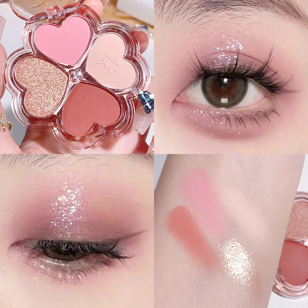 4Color Glitte Eyeshadow Palette Blush Eyeliner Eyeshadow Highlight Contour Palette Eyes Makeup Cute Beauty Cosmetics