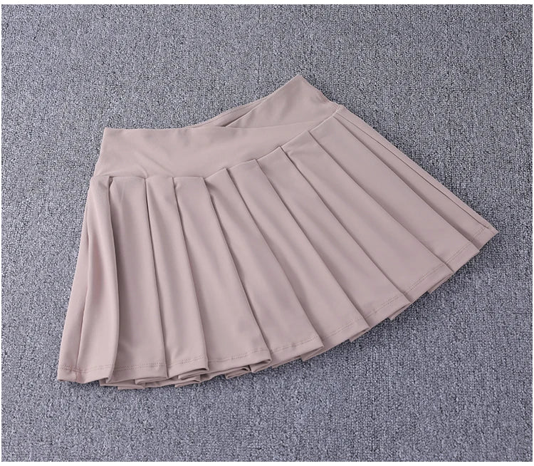 2024 New Best-Selling Pleated Nylon Spandex High Waisted Pocket Skirt With Anti Glare A-Line Sports Tennis Skirt
