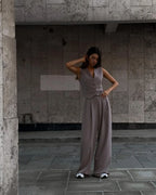 casual sleeveless suit set office lady spring summer elegant slim v-neck blazer tops pants two piece set women outfit 2024