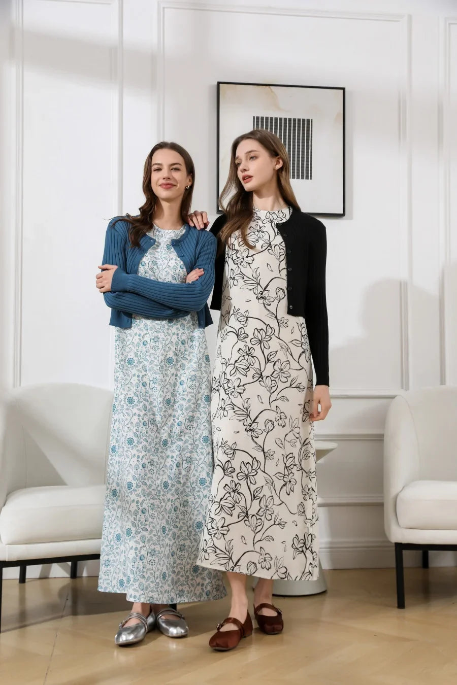 AS 2025 spring summer linen shirt + dress collection high quality print linen and knitting cardigan woman outfit