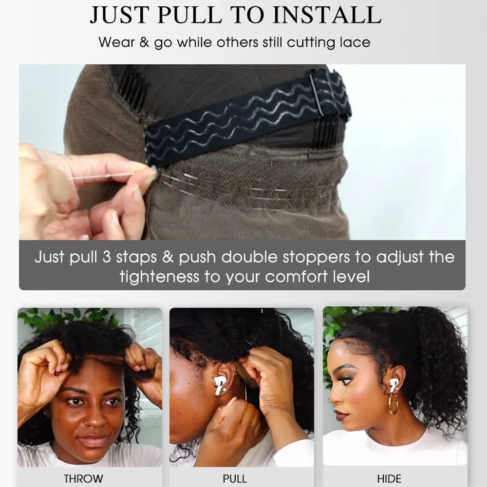 250 Density Invisi Strap 360 Full Hd Curly Glueless Wig Human Hair PrePlucked 30 Inch Lace Front Wig Deep Curly Wave Frontal Wig