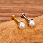 ASTM F136 Titanium 16G Bowl shaped Pearl Earring Helix Tragus Cartilage Stud Earlobe Lip Piercing Jewelry