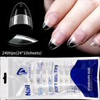 240pcs XS Fake Nails Short Square/Almond False Nail Tips Half Matte Acrylic Square Fingernails DIY For Manicure Extension Tools