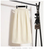 2025 Summer Female Fashionable Versatile Solid Skirts High Waisted Mid Length A-line Plus Size Skirt Split Wrap Body Skirt