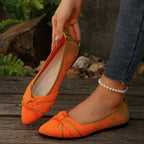 2025 Spring Autumn Pointed Bow Flat Shoes Women's Fashion Lightweight Comfortable Casual Shoes  Large Size Women Loafers