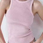 BMURHMZA Fashion New Water Wash Rib Simple Retro Workwear Women's Tank Top