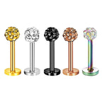 5PCS Flower Tragus Piercing Set Flat Back Cz Cartilage Stud Earring Helix Jewelry Conch Rook Stud Lot Labret Lip Piercing Bulk