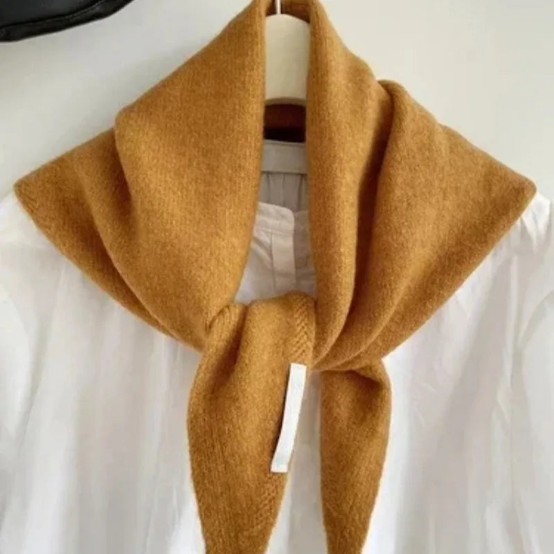 British Korean Style Niche Wool Knitted Triangular Scarf Women Headscarf Knitted Scarf Multi-functional Warm Knitted Scarf