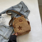 Cute Plush Capybara Crossbody Bag Large Capacity Shoulder Bag Girls Coin Purse Adjustable Zipper Plush Mobile Phone Pouch