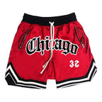 Chicago Basketball Shorts Men's Casual Sports Shorts Breathable Running Training Five Points PantsMesh Fitness Short Trousers