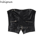 Crop Tops Sexy PU Y2k Tanks Women Clothing Fashion Summer Camis 2025 Ropa Mujer Slim Waist Irregular Backless Harajuku Vest