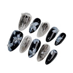 Handmade Press on Nails White Pearl Design Fake Nails with Flower Decor Wearable Detchable Fake Nails for Women DIY Manicure