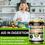 Digestive Enzyme Supplement, Beneficial Bacteria Support Immune, Digestive & Cardiovascular Health, 60 Capsules