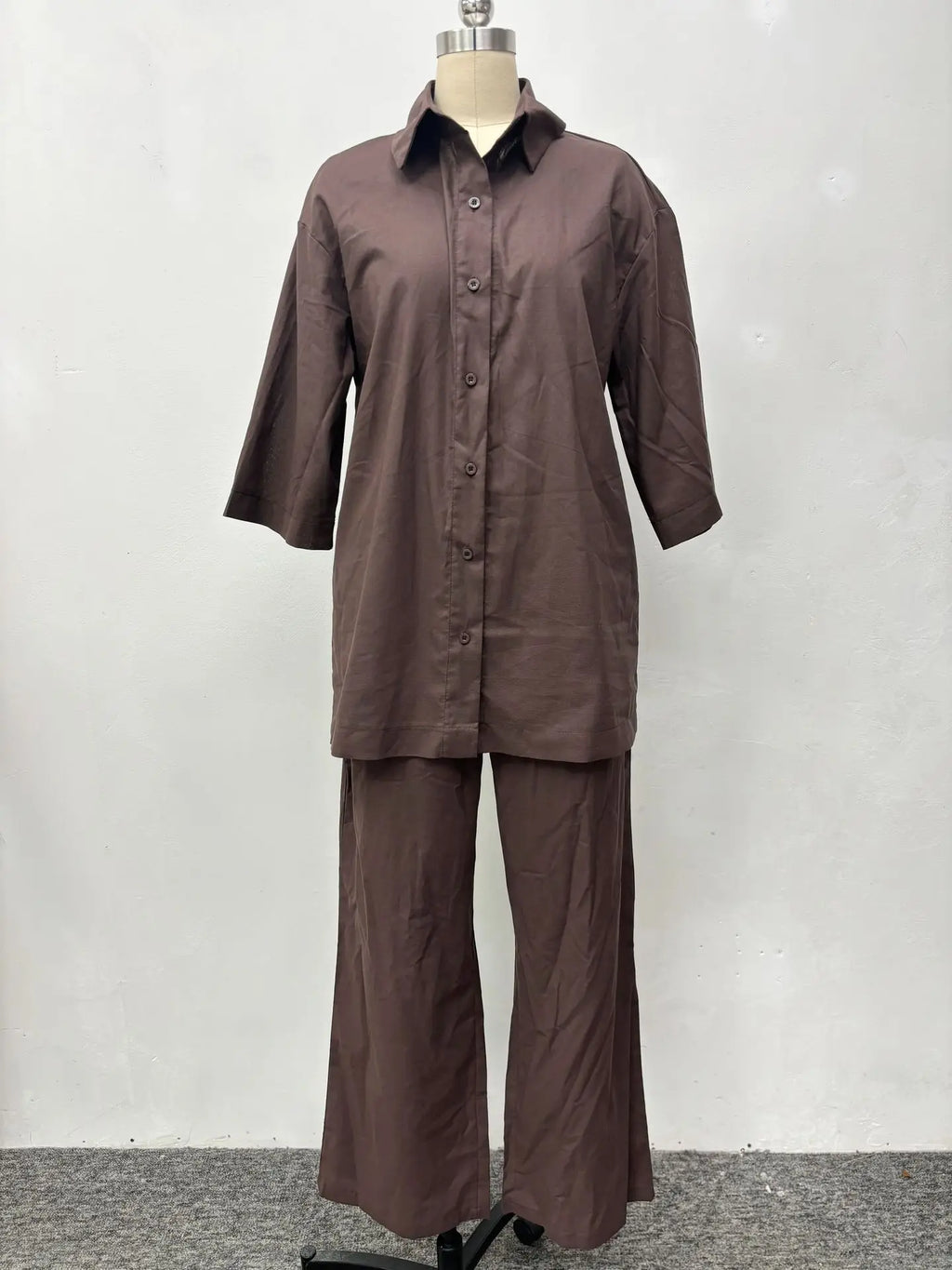 Cotton Linen Set Women Spring Summer Loose Oversize Long Sleeve Shirt Long Pants 2 Piece Sets Casual Office Ladies Trousers Suit