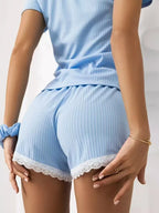 2025 New Women's Pajama Sets Pj Shorts Short Sleeve Lounge Wear Set Soft Comfy Stretch Casual Summer T-Shirt Shorts Fashion Hot