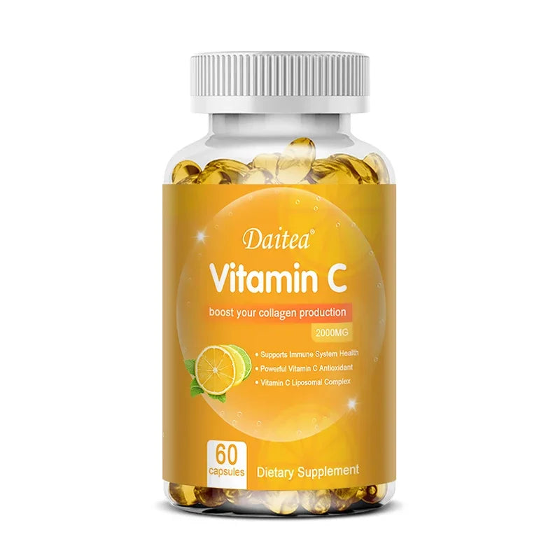 Daitea Vitamin C Capsules 2000 mg Nutritional Supplement - Antioxidants promote skin, hair, nails and immune health